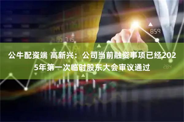 公牛配资端 高新兴：公司当前融资事项已经2025年第一次临时股东大会审议通过